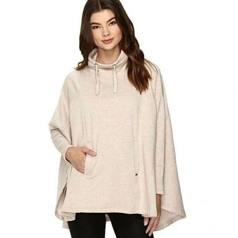 UGG Women's Charlynne Fleece Poncho Sweater Oatmeal Heather Beige Size XS S Cozy